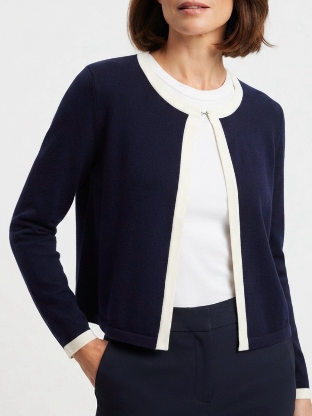 XL Talbots Navy and White Trim Cardigan, Size XL